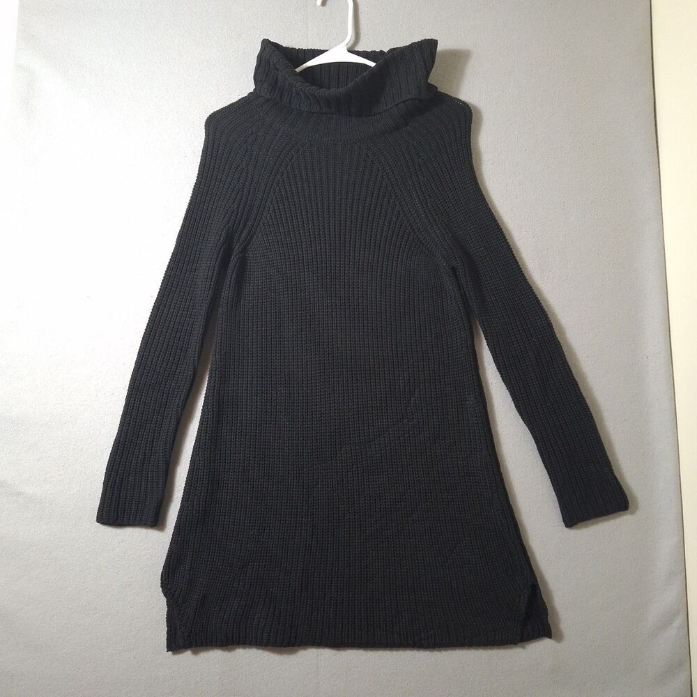 Karlie Black Ribbed Knit Turtleneck Sweater Dress Long Sleeve Women's Mini LBD